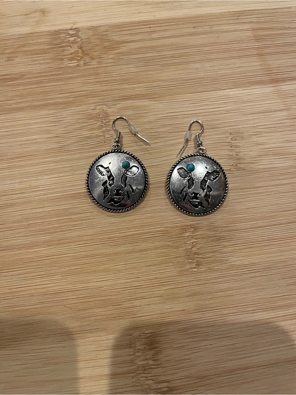 Silver Turquoise Round Earrings - Women Jewelry